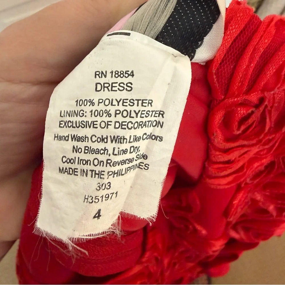 Rare Editions | Kid’s |‎ Red Rosette | Floral | Party | Holiday | Dress | 4